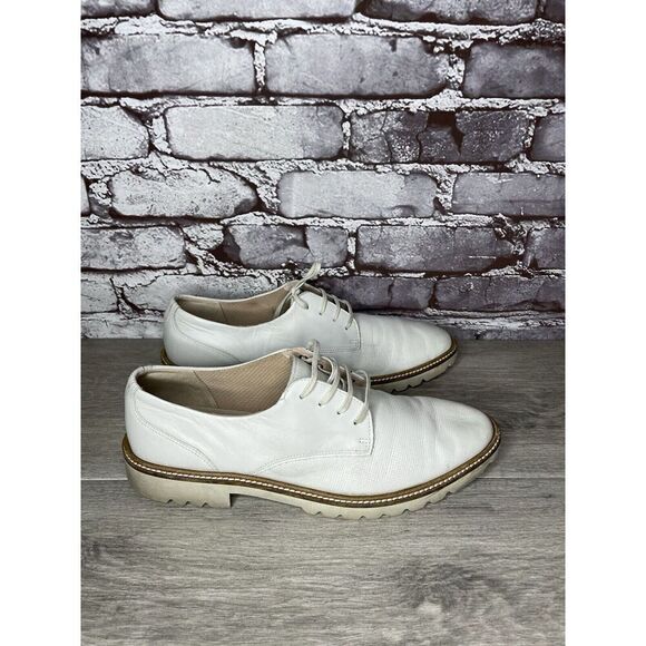 ECCO White Leather Perforated Lace Up Oxfords Shoes Women Sz 40EU/9.5M US - Picture 11 of 16
